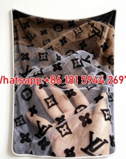 Sheer LV Print Fleece Blanket Designer Mesh Blanket with Monogram 028